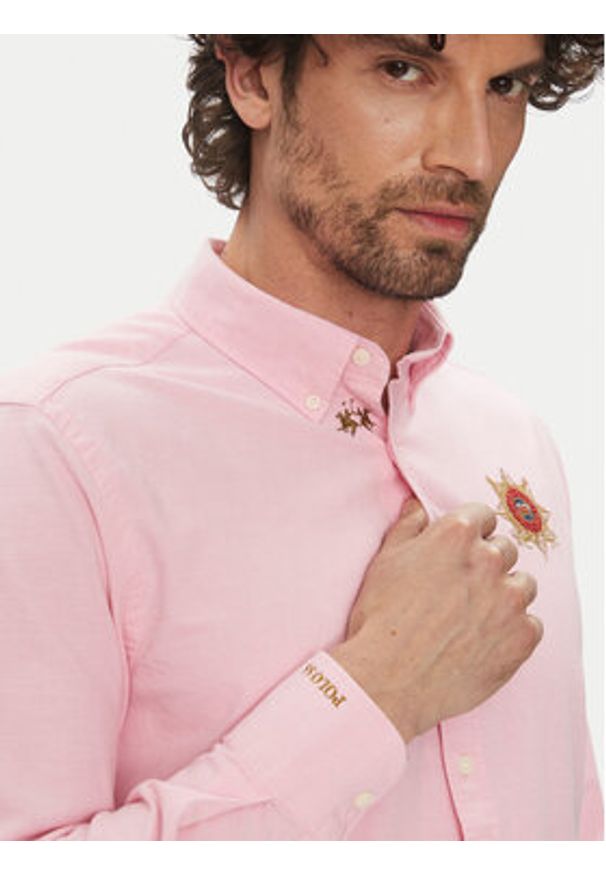 La Martina Koszula Anselmo MACG01 OX092 Różowy Regular Fit. Kolor: różowy. Materiał: bawełna