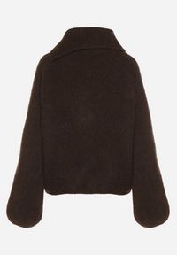 Born2be - Brązowy Golf z Wełną i Metalicznymi Guzikami Vidora. Okazja: na co dzień. Typ kołnierza: golf. Kolor: brązowy. Materiał: wełna. Wzór: aplikacja. Styl: casual, elegancki #4