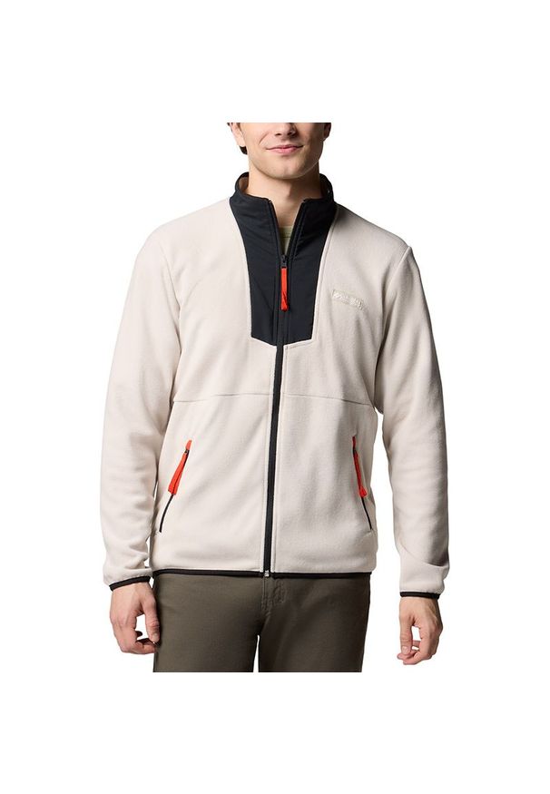 columbia - Bluza męska Columbia Sequoia Grove Fleece 2095891277 - beżowa. Kolor: beżowy. Materiał: poliester, polar. Wzór: napisy, aplikacja, haft. Styl: klasyczny