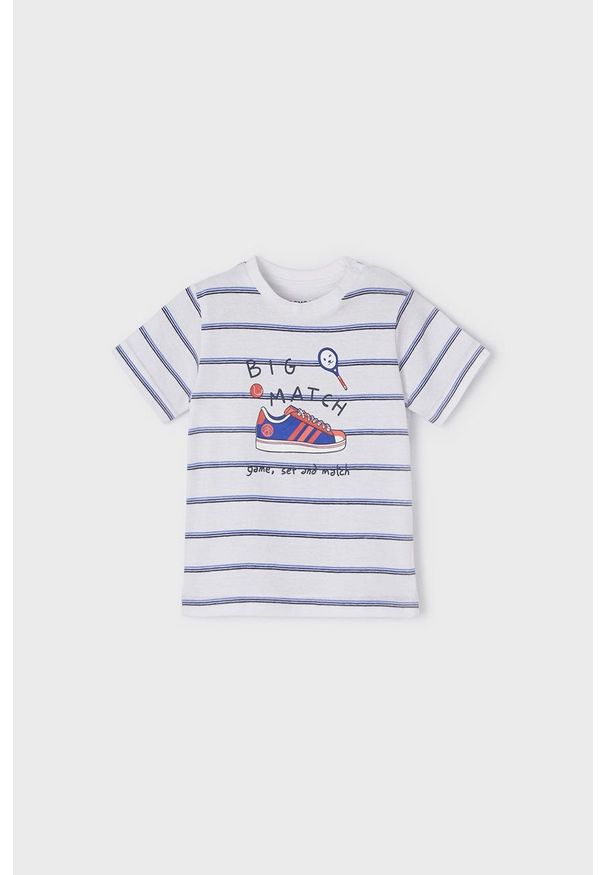 Mayoral t-shirt dziecięcy wzorzysty. Okazja: na co dzień. Kolor: niebieski. Materiał: dzianina. Styl: casual