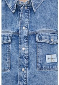 Calvin Klein Jeans koszula jeansowa damska kolor niebieski relaxed z kołnierzykiem klasycznym. Typ kołnierza: kołnierzyk klasyczny. Kolor: niebieski. Materiał: bawełna, denim. Długość rękawa: krótki rękaw. Długość: krótkie. Styl: klasyczny #5