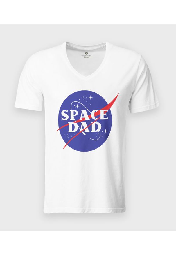 MegaKoszulki - Koszulka męska v-neck Space dad. Materiał: skóra, bawełna, materiał. Styl: klasyczny