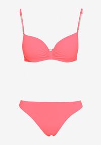Renee - Jasnoróżowe Bikini Usztywniany Biustonosz z Cyrkoniami i Spodenki Kąpielowe Wykończone Gumką w Pasie Rilamia. Kolor: różowy. Wzór: aplikacja #4