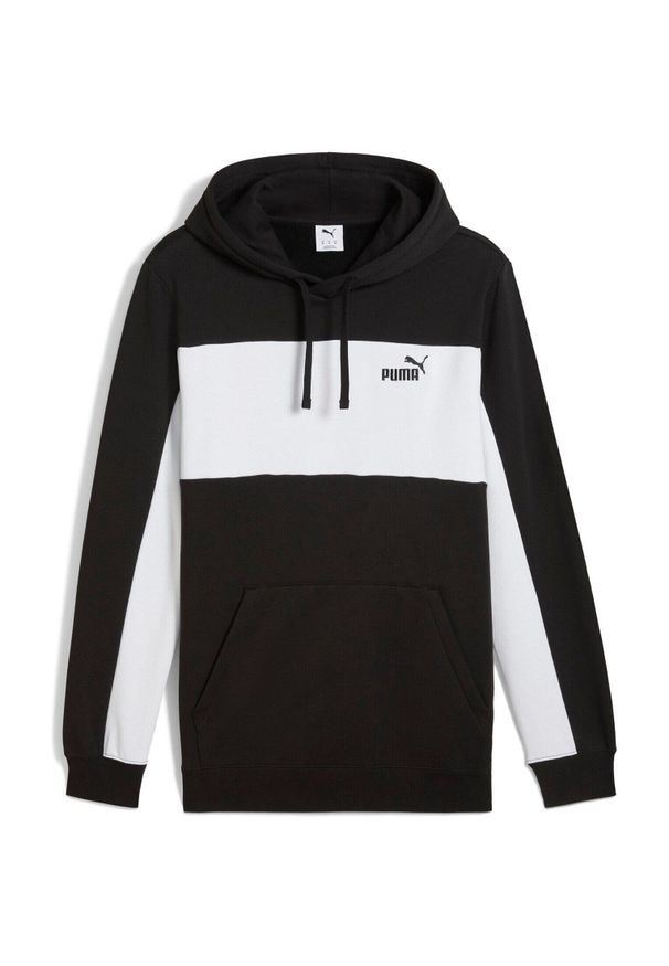 Bluza z kapturem Puma Ess Block Hoodie Fl, Mężczyźni. Typ kołnierza: kaptur. Kolor: czarny. Materiał: materiał, bawełna