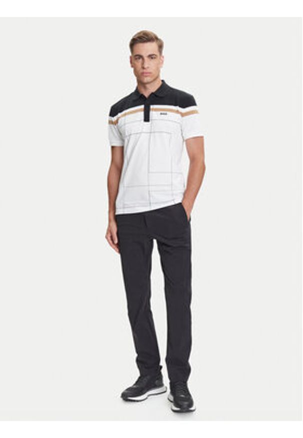 BOSS Polo Paule 50544477 Biały Slim Fit. Typ kołnierza: polo. Kolor: biały. Materiał: bawełna