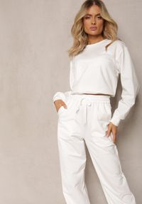 Renee - Białe Szerokie Spodnie Dresowe z Elastycznej Bawełny Niarti. Kolor: biały. Materiał: bawełna, dresówka #2