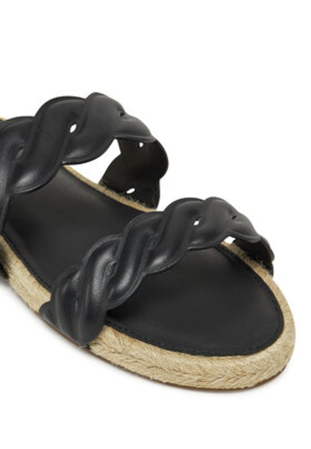 TOMMY HILFIGER - Tommy Hilfiger Espadryle Leather Rope Espadrille Mule FW0FW08503 Czarny. Kolor: czarny. Materiał: skóra