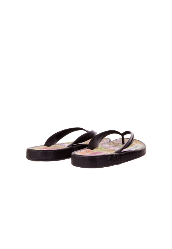 Azaleia - Klapki BROMELIA 017 BLACK FLOWER, Czarny, Guma. Kolor: czarny. Materiał: tworzywo sztuczne. Wzór: kwiaty, kolorowy. Sezon: lato. Styl: elegancki