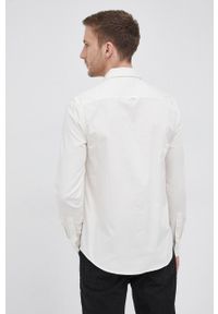 Calvin Klein Koszula bawełniana męska kolor kremowy slim z kołnierzykiem klasycznym. Typ kołnierza: kołnierzyk klasyczny. Kolor: beżowy. Materiał: bawełna. Wzór: gładki. Styl: klasyczny #5