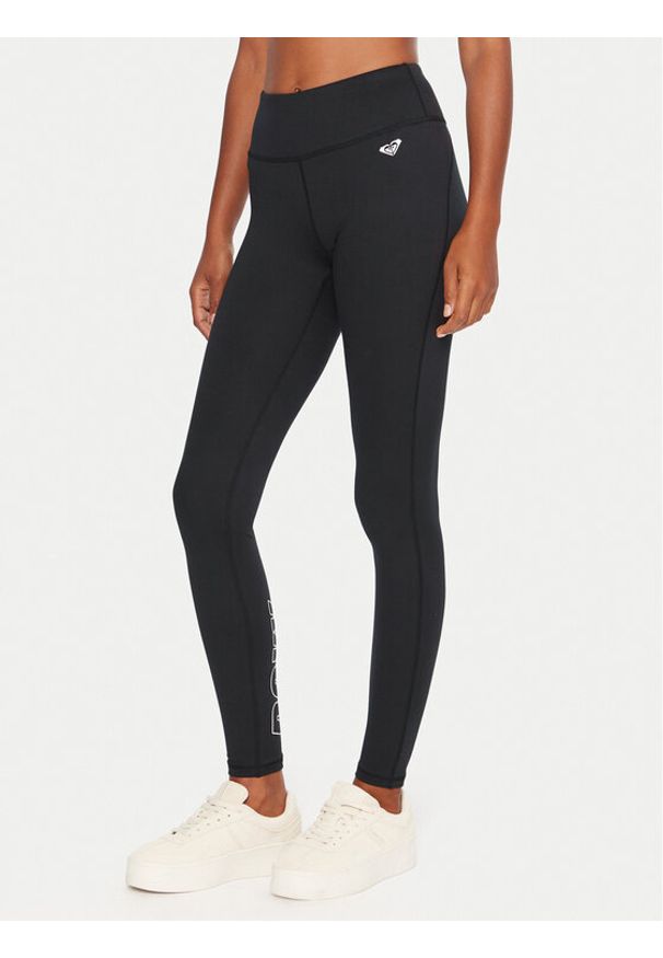 Roxy Legginsy Everyday Flow ERJNP03676 Czarny Slim Fit. Kolor: czarny. Materiał: syntetyk