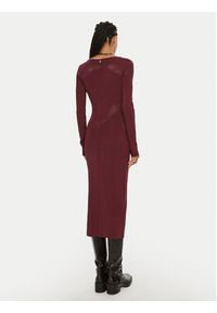 Patrizia Pepe Sukienka dzianinowa 8A1348 K195 M511 Bordowy Slim Fit. Kolor: czerwony. Materiał: wiskoza #4