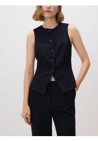 Reserved - Kamizelka z dodatkiem wiskozy - czarny. Kolor: czarny. Materiał: wiskoza #1