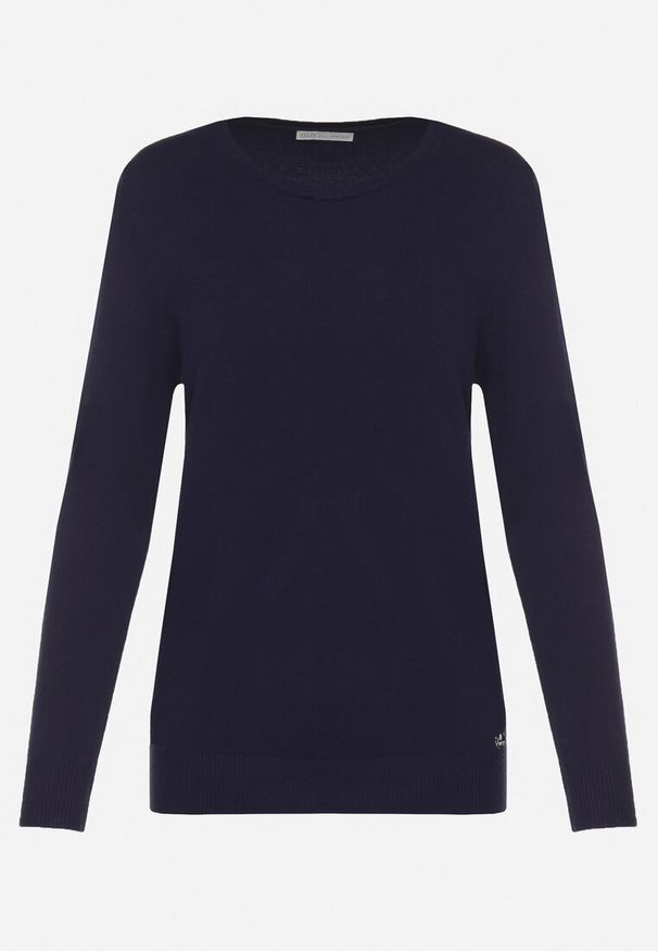 Born2be - Granatowy Sweter w Klasycznym Stylu Irimarie. Okazja: na co dzień. Kolor: niebieski. Materiał: jeans. Styl: klasyczny