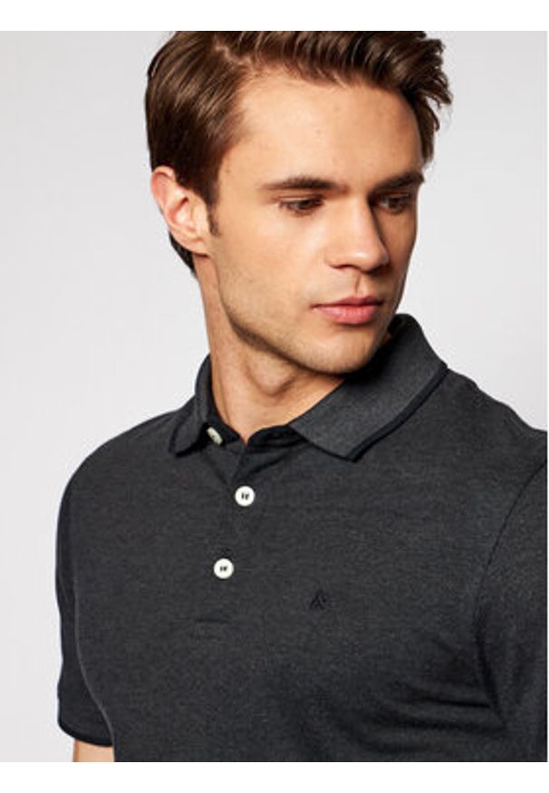 Jack & Jones Polo Paulos 12136668 Czarny Slim Fit. Typ kołnierza: polo. Kolor: czarny. Materiał: bawełna