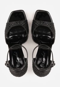 Born2be - Czarne Eleganckie Sandały na Szpilce z Cyrkoniami i Kwadratowym Noskiem Hempea. Okazja: na wesele, na co dzień, na ślub cywilny. Zapięcie: pasek. Kolor: czarny. Obcas: na szpilce. Styl: elegancki #5