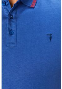 Trussardi Jeans - Polo. Typ kołnierza: polo. Kolor: niebieski. Materiał: bawełna, dzianina. Długość: krótkie. Wzór: gładki. Styl: klasyczny #3