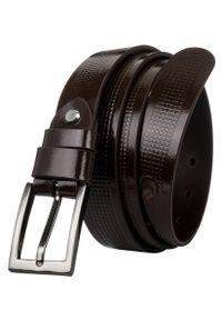 ROVICKY - Pasek męski brązowy Rovicky PLW-R-14 BROWN. Kolor: brązowy. Materiał: skóra. Wzór: aplikacja