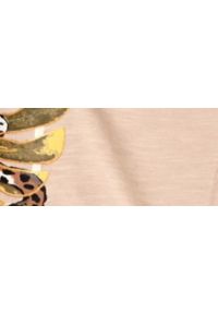 TOP SECRET - T-shirt damski z gepardem. Kolor: beżowy. Materiał: tkanina. Długość rękawa: krótki rękaw. Długość: krótkie. Wzór: nadruk, motyw zwierzęcy. Sezon: lato #2