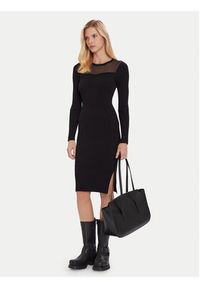Morgan Sukienka dzianinowa 252-RMAN Czarny Slim Fit. Kolor: czarny. Materiał: wiskoza