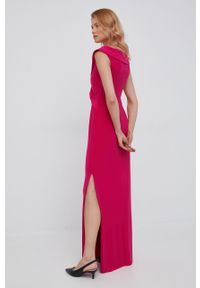 Lauren Ralph Lauren sukienka 253863940006 kolor różowy maxi rozkloszowana. Kolor: różowy. Materiał: tkanina. Długość rękawa: na ramiączkach. Wzór: gładki. Typ sukienki: rozkloszowane. Długość: maxi #3