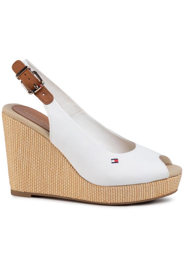 TOMMY HILFIGER - Tommy Hilfiger Espadryle Iconic Elena Sling Back Wedge FW0FW04789 Écru. Materiał: materiał