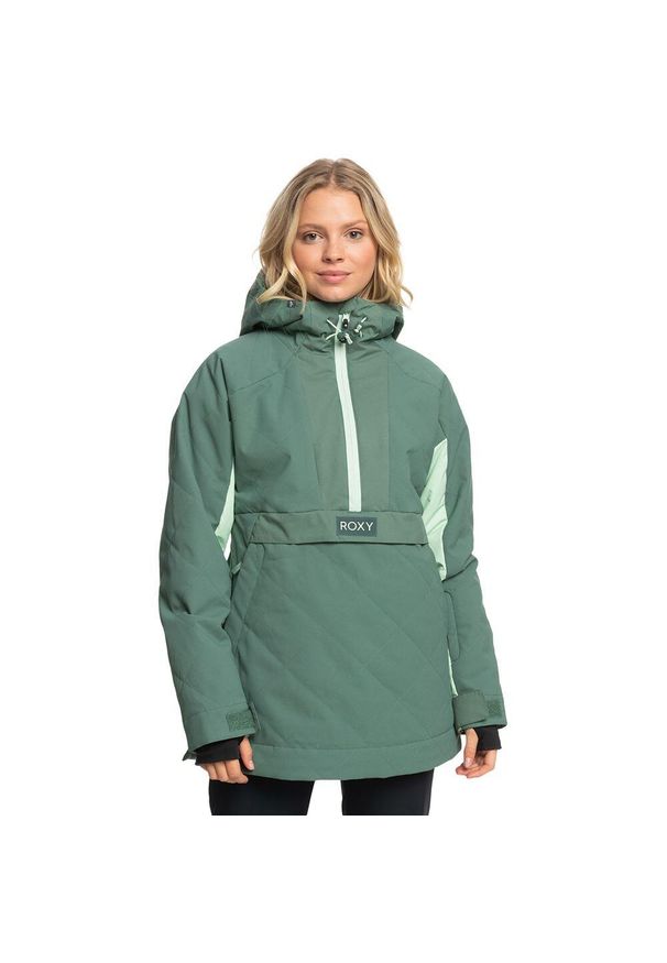 Kurtka narciarska damska Roxy Radiant Lines. Kolor: zielony. Materiał: poliester. Sezon: zima. Sport: narciarstwo