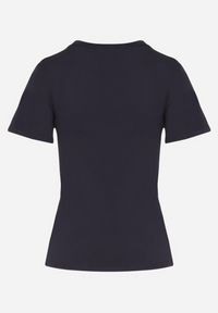 Born2be - Granatowy Klasyczny T-shirt z Bawełny Lorali. Okazja: na co dzień, na spacer. Kolor: niebieski. Materiał: bawełna. Wzór: gładki. Styl: klasyczny #3