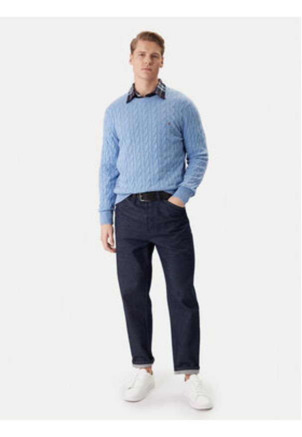 TOMMY HILFIGER - Tommy Hilfiger Sweter MW0MW33132 Niebieski Regular Fit. Kolor: niebieski. Materiał: bawełna