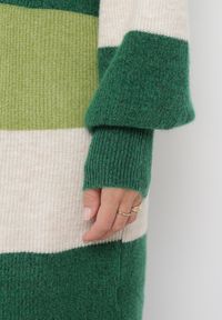 Born2be - Zielony Długi Kardigan w Paski Amonta. Kolor: zielony. Długość rękawa: długi rękaw. Długość: długie. Wzór: paski #4