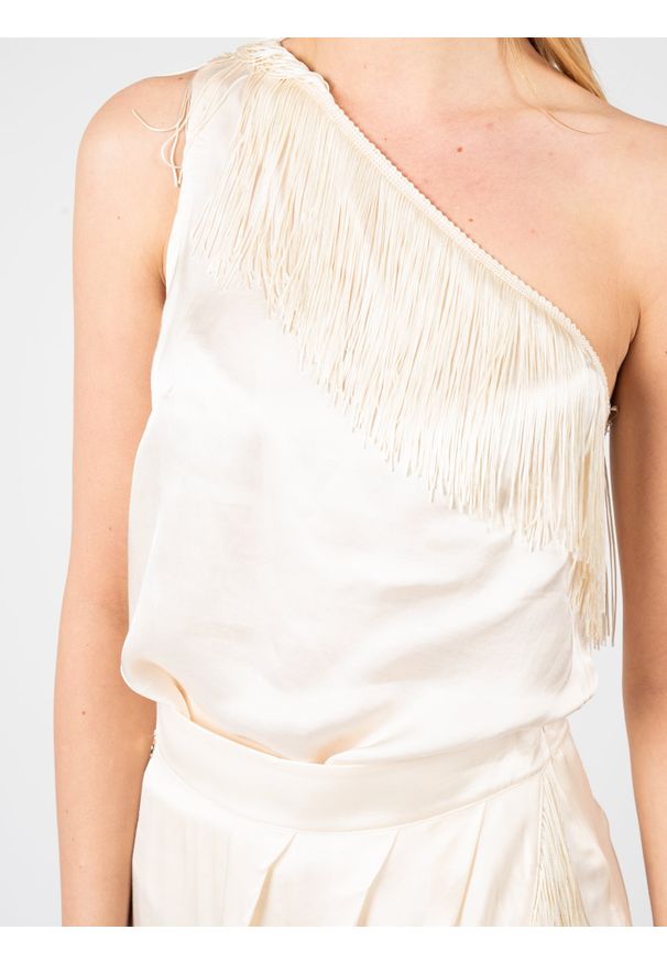 Pinko Top "Barkeria" | 101906 A11D | Kobieta | Biały. Kolor: biały. Materiał: wiskoza. Wzór: aplikacja. Styl: wizytowy, elegancki