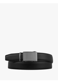 Ryłko - Czarny pasek męski ze srebrną klamrą. Kolor: czarny. Materiał: skóra. Styl: street #1