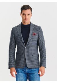 Pako Lorente - PAKO LORENTE – Granatowa marynarka w drobną kratę. Kolor: niebieski. Materiał: wiskoza, poliester, elastan. Sezon: jesień #1