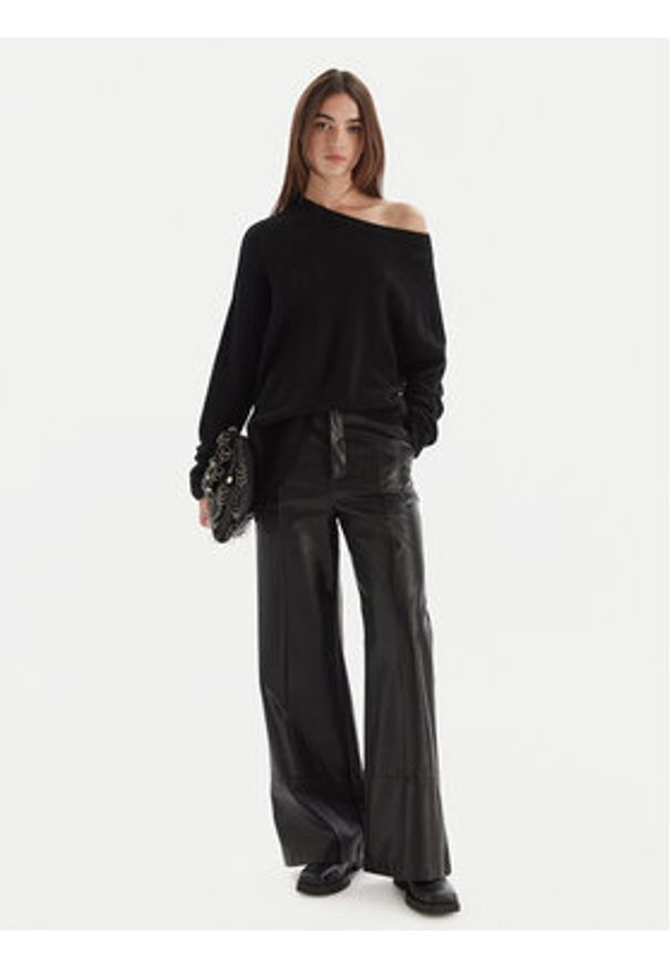 Patrizia Pepe Sweter 2K0326 K293 Czarny Regular Fit. Kolor: czarny. Materiał: syntetyk