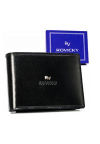 ROVICKY - Portfel skórzany Rovicky RV-7680286-BCA czarny. Kolor: czarny. Materiał: skóra