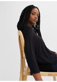 bonprix - Bluzka z lejącej mieszanki wiskozy. Kolor: czarny. Materiał: elastan, wiskoza. Długość: długie #2