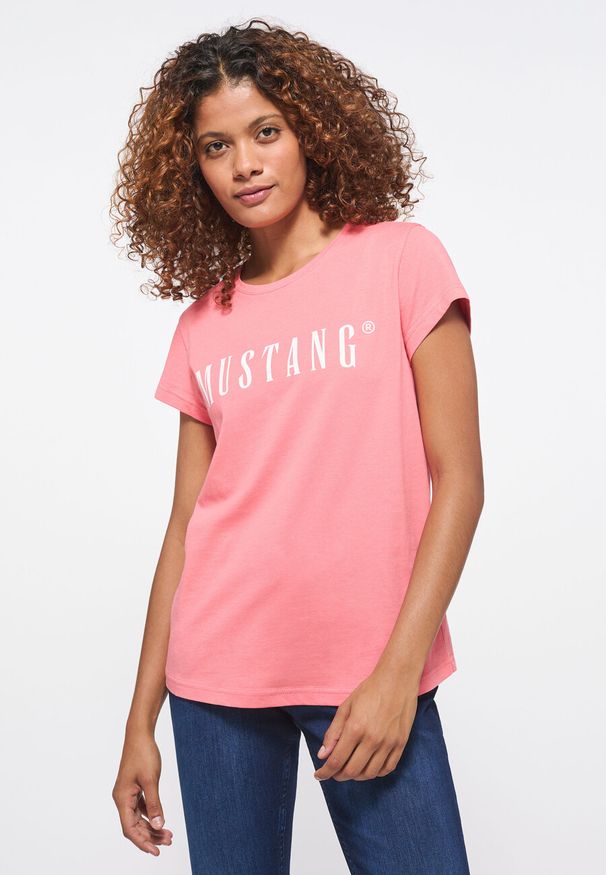Mustang - MUSTANG Alina C Logo Tee Damski T-shirt Tea Rose 1013222 8142