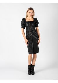 Pinko Sukienka "Lunatico" | 1G160V 7105 | Kobieta | Czarny. Kolor: czarny. Materiał: skóra ekologiczna. Typ sukienki: dopasowane, proste. Długość: midi
