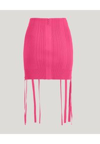 HERVE LEGER - Różowa mini spódnica z wiązaniami. Kolor: różowy, wielokolorowy, fioletowy. Wzór: prążki #3