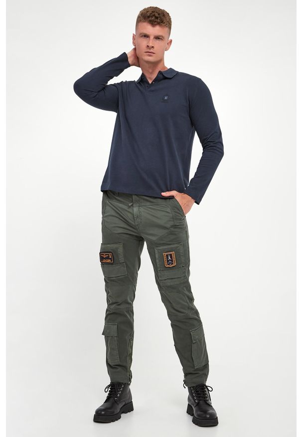 Aeronautica Militare - Polo męskie z długim rękawem AERONAUTICA MILITARE. Typ kołnierza: polo. Długość rękawa: długi rękaw. Długość: długie