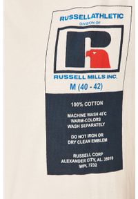 Russell Athletic - T-shirt. Okazja: na co dzień. Kolor: biały. Materiał: bawełna, dzianina. Wzór: nadruk. Styl: casual #5