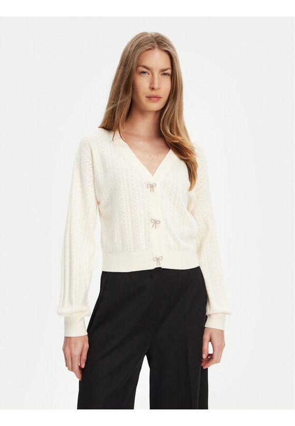 Guess Kardigan W5YR01 Z2ZK2 Biały Regular Fit. Kolor: biały. Materiał: wiskoza