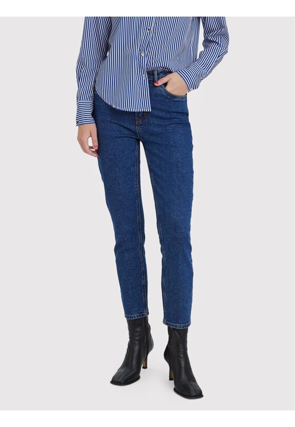 Vero Moda Jeansy Brenda 10268434 Granatowy Straight Fit. Kolor: niebieski