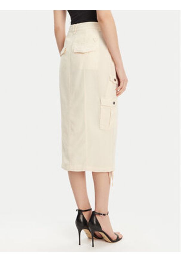 Guess Spódnica midi W5GD1H WG8N0 Beżowy Regular Fit. Kolor: beżowy. Materiał: lyocell
