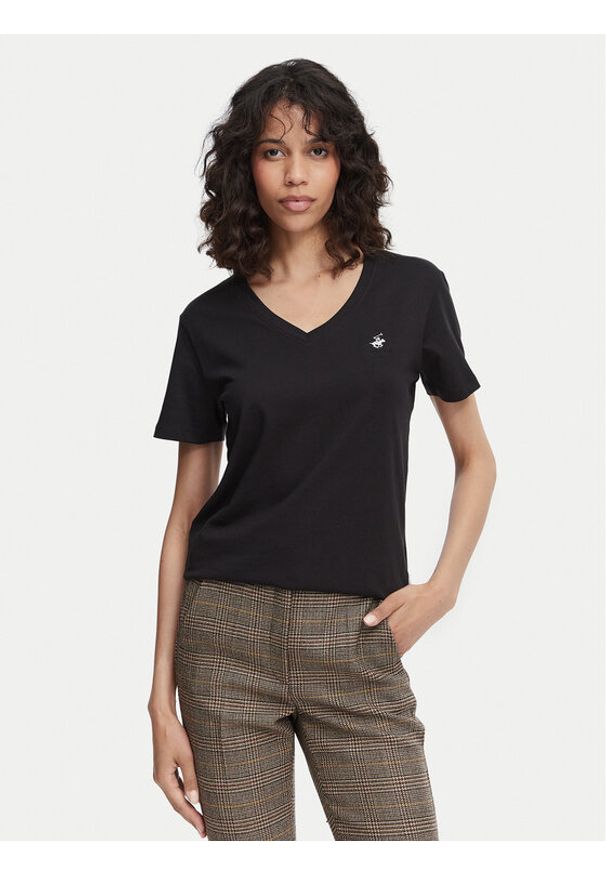 Beverly Hills Polo Club T-Shirt P-SS26W-TS516518 Czarny Regular Fit. Typ kołnierza: polo. Kolor: czarny. Materiał: bawełna