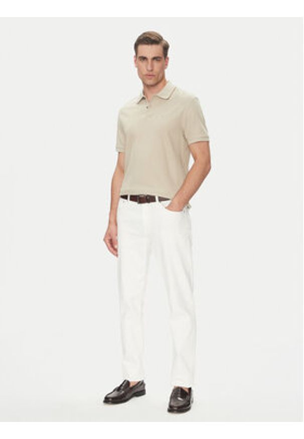Calvin Klein Polo LV04LC239G Beżowy Regular Fit. Typ kołnierza: polo. Kolor: beżowy. Materiał: bawełna