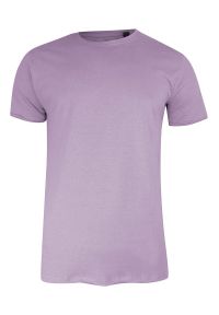 Brave Soul - T-Shirt (Koszulka) Liliowy, Fioletowy, Bez Nadruku, Okrągły Dekolt, Postrzępione Brzegi -BRAVE SOUL. Okazja: na co dzień. Kolor: liliowy, fioletowy, wielokolorowy. Materiał: bawełna. Styl: casual #1