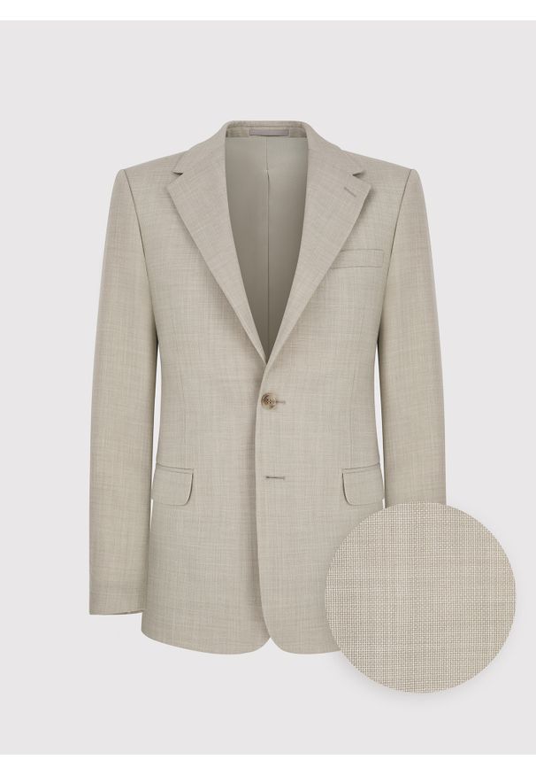Pako Lorente - PAKO LORENTE - Beżowa wełniana marynarka garniturowa. Kolor: beżowy. Materiał: wełna. Wzór: gładki