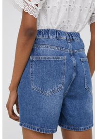 Answear Lab szorty jeansowe damskie gładkie high waist. Okazja: na co dzień. Stan: podwyższony. Kolor: niebieski. Materiał: jeans. Wzór: gładki. Styl: wakacyjny