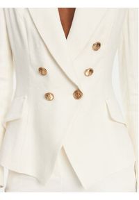 Elisabetta Franchi Marynarka GI-162-52E2-V760 Biały Regular Fit. Kolor: biały. Materiał: len, wiskoza