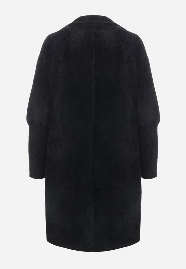Born2be - Czarny Płaszcz z Bawełną Oversize Klepheia. Okazja: na co dzień. Kolor: czarny. Materiał: bawełna. Wzór: jednolity. Styl: casual